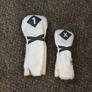 Shite driver head cover, white 3 wood head cover.